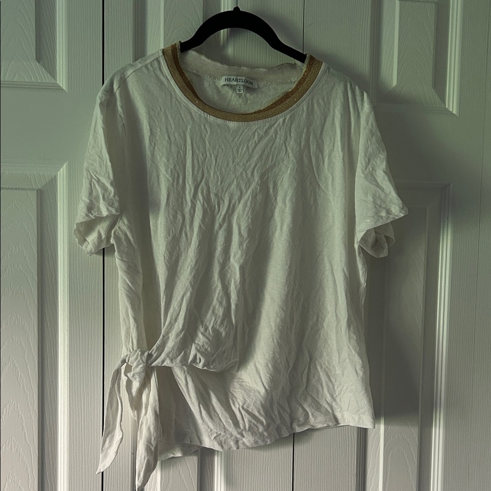 Women's White Top with Gold Accents
